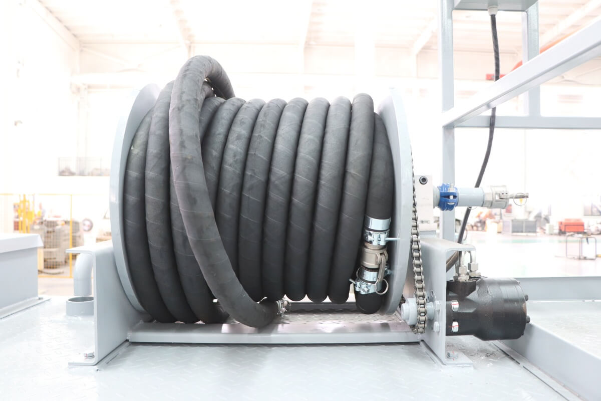 Hose reel of hydroseeding machine