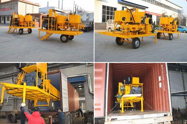 Wheel mounted grout mixture machine