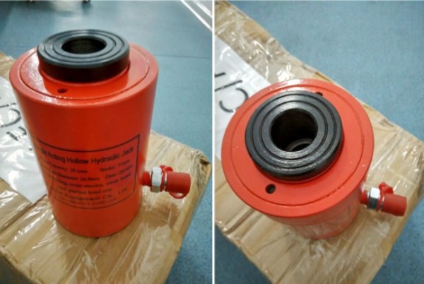 Single acting hollow hydraulic cylinder