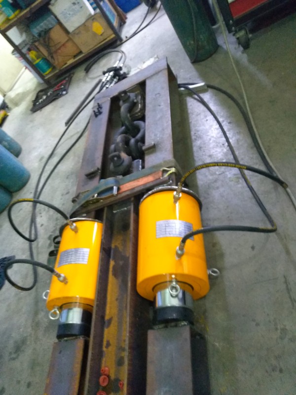 Use of synchronous hydraulic jack