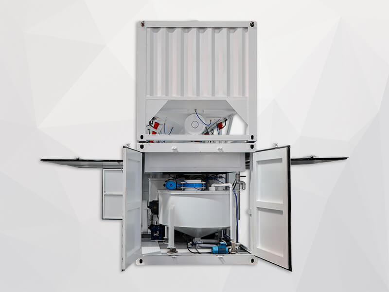 grout mixer with agitator and cement silo