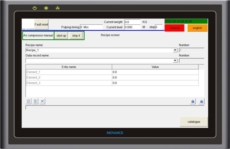 Formulations Interface of grout mixer