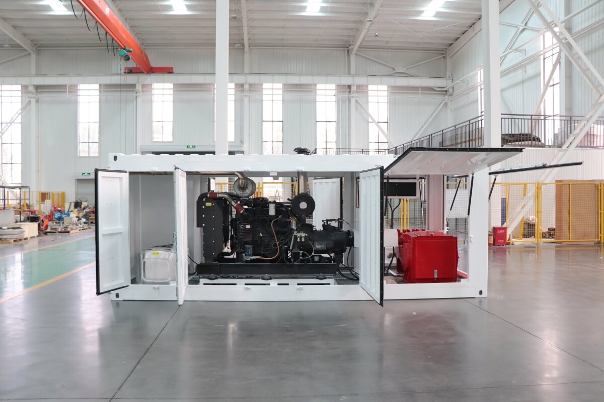 Containersied diesel driven triplex grout pump