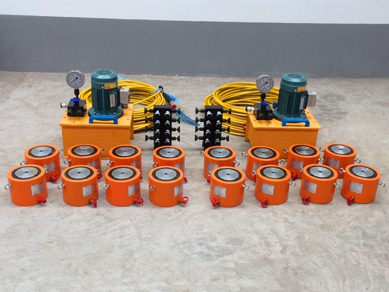 16sets hydraulic jack with one electric pump together working
