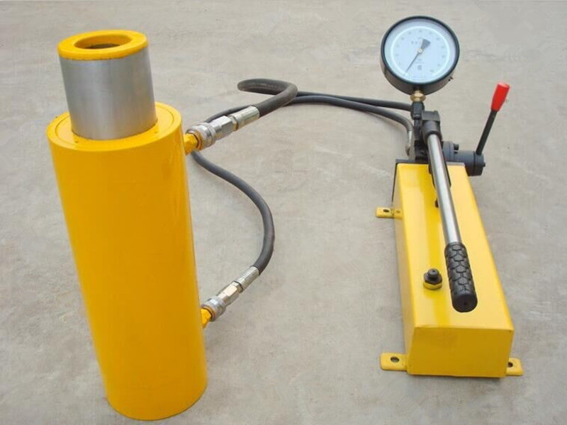 double acting hollow hydraulic jack with hand pump