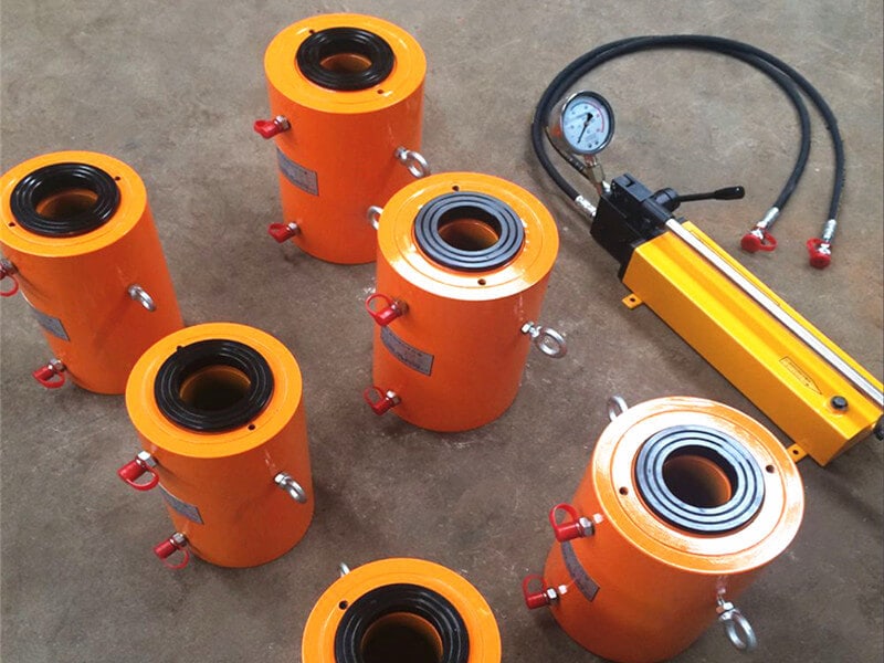 50ton double acting hollow hydraulic cylinder with hand pump