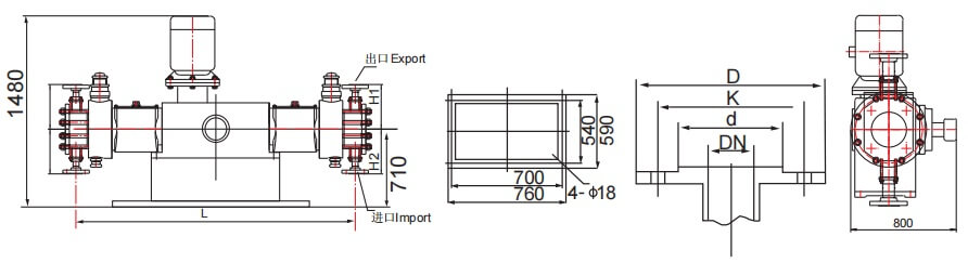 2LDJ4-M Hydraulic Diaphragm Metering Pump Installation Diagram