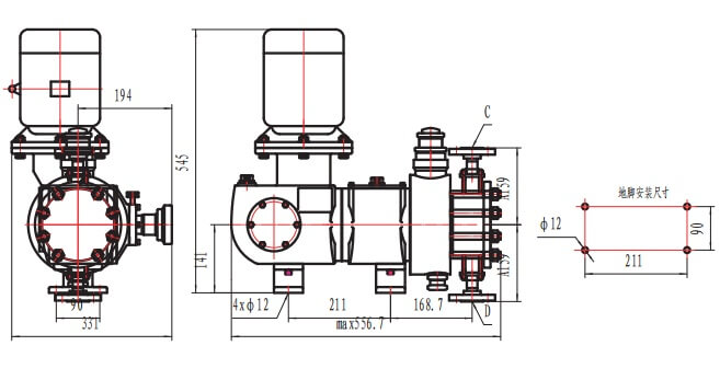 LDJ2-M Hydraulic Diaphragm Metering Pump Installation Diagram