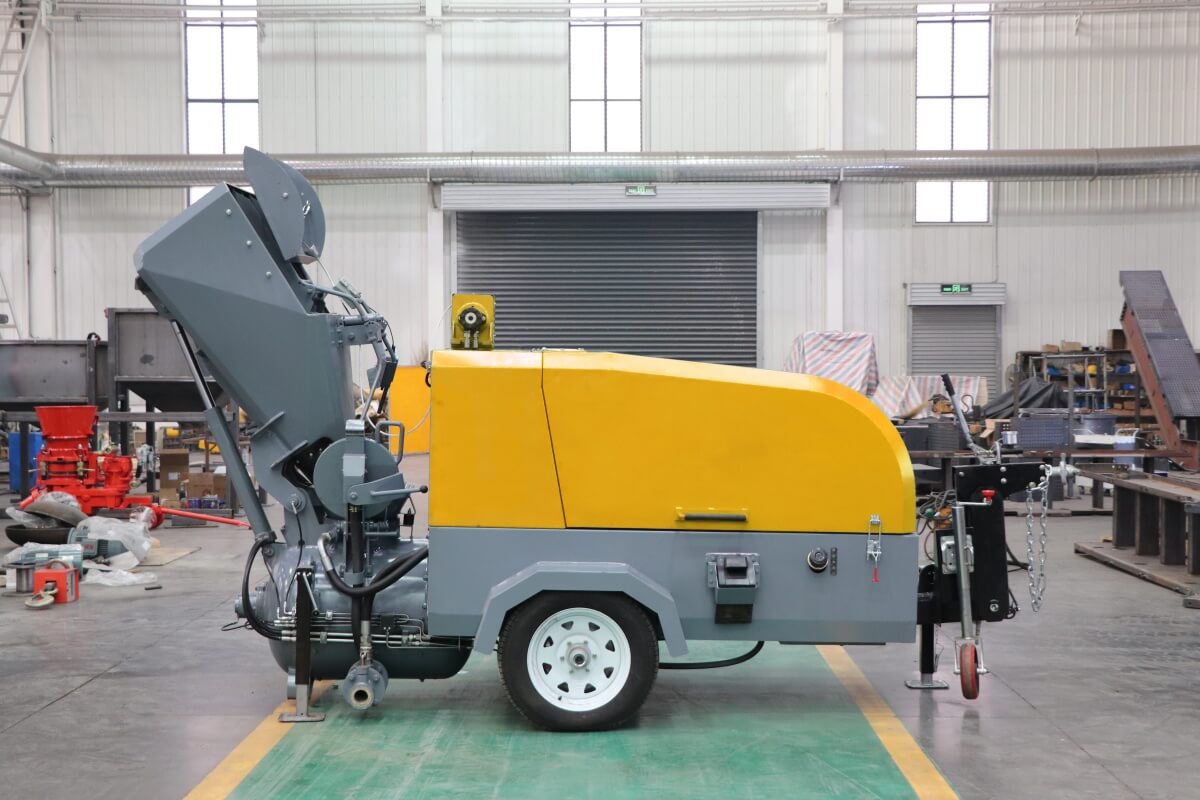 Diesel pneumatic conveyor for floor screeds