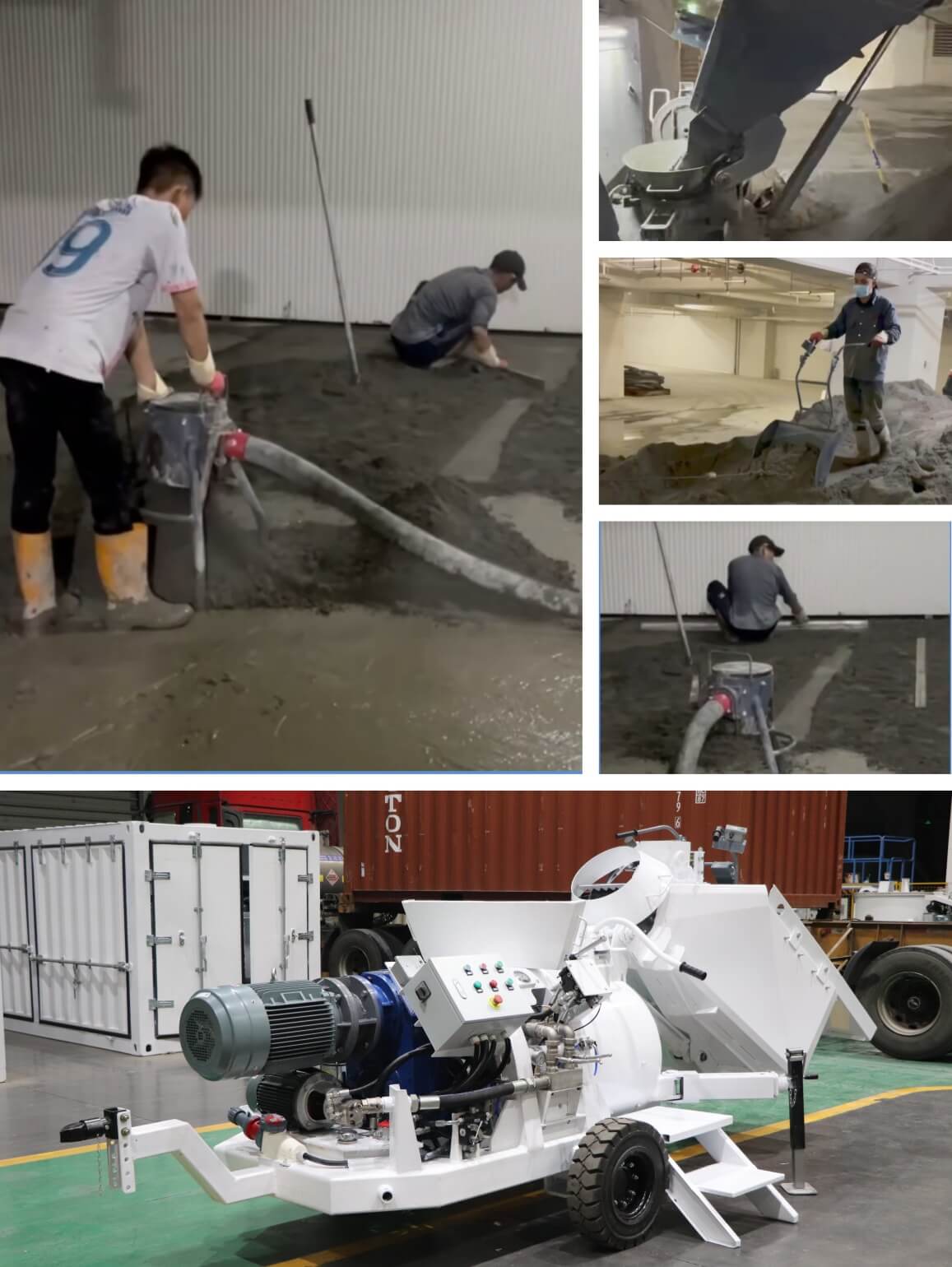 Dry floor-screed conveying machine application