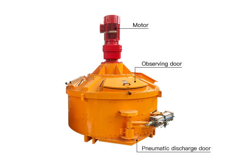 pneumatic discharge planetary concrete mixer structure display