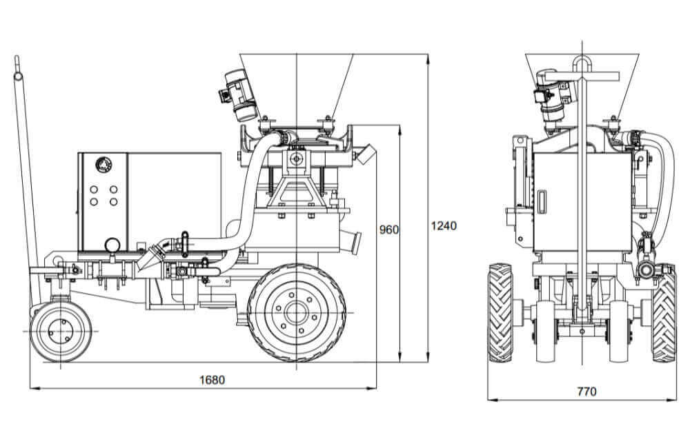 Piccola rotary refractory gunning machine dimension