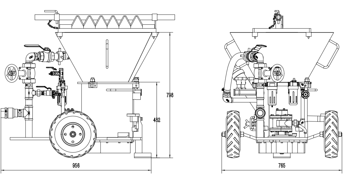 Pneumatic motor refractory gunning machine design diagram