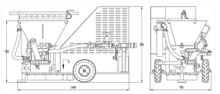 design diagram of diesel driven refractory shotcrete machine