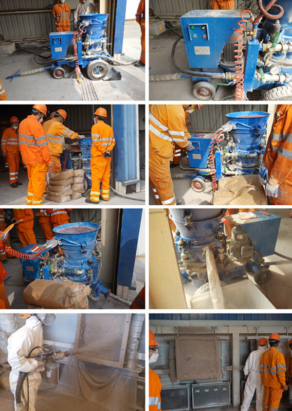 refractory gunite machine for steel plant