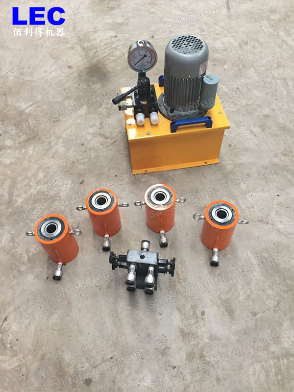 Single acting hollow synchronous hydraulic jack cylinders