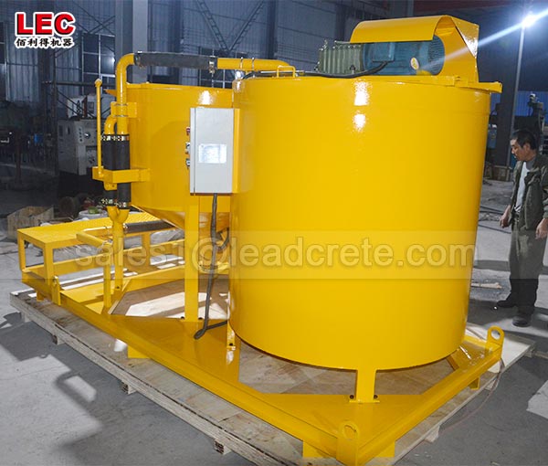 Cement grout mixer with agitator foundation reinforcement