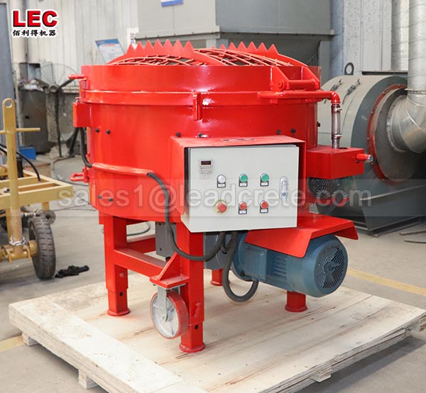 Refractory pan mixer with mobile wheels